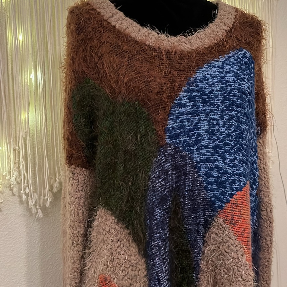 Dex Multi-colored Fuzzy Sweater, size Medium